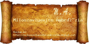 Miloszavlyevits Ambrózia névjegykártya